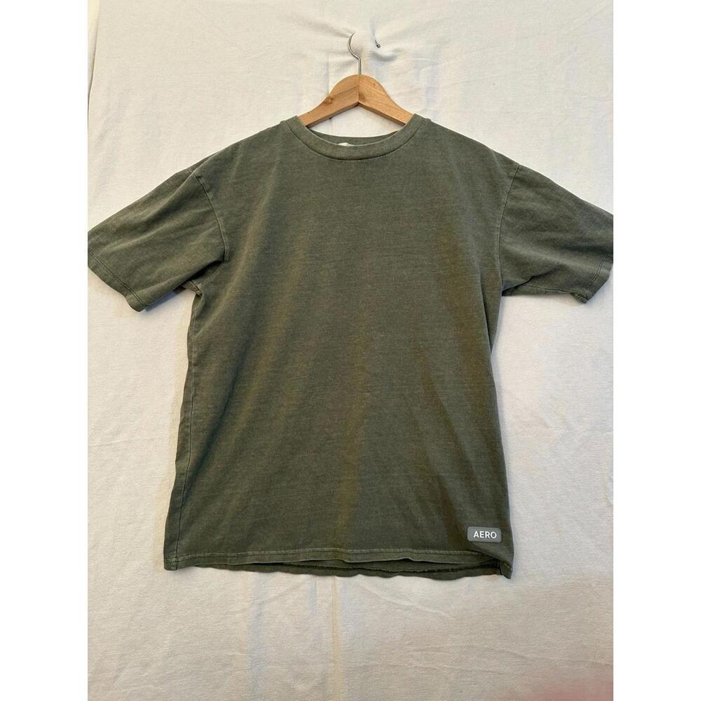 Aeropostale AERO Relaxed Fit T-Shirt - Olive Green Wash - S - Minimalist Patch